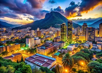 Obraz premium Vibrant Cityscape of Bogota Colombia Showcasing Urban Architecture and Lush Mountain Backdrop