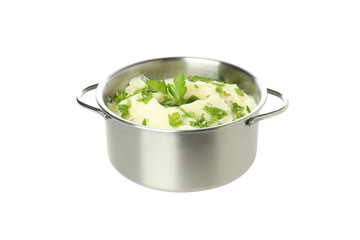 PNG, Mashed potatoes in pan, isolated on white background