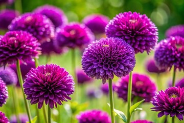 Obraz premium Vibrant Deep Purple Flowers in Full Bloom Against a Soft Green Background for Nature Enthusiasts