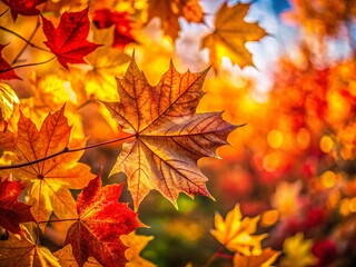 Obraz premium Vibrant Fall Digital Background with Colorful Leaves and Warm Tones for Seasonal Design Projects