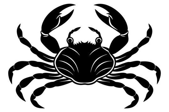 black crab silhouette, claws raised, white background clip art preview