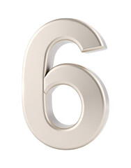 Metallic Number 6 Illustration on Transparent Background for Design Overlays and Graphics