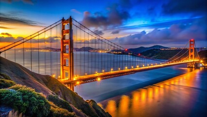 Fototapeta premium Vibrant Golden Gate Bridge Emoji Symbolizing Connectivity and Iconic Landmarks in Digital Communication