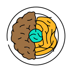 jjajangmyeon korean cuisine line icon vector. jjajangmyeon korean cuisine sign. isolated symbol illustration