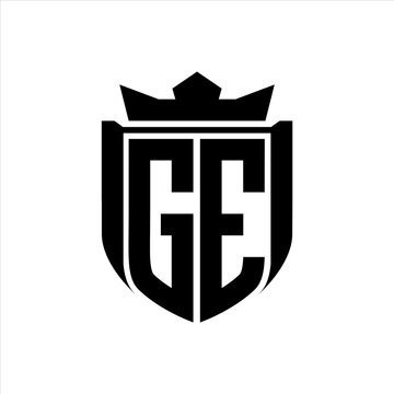 recommend clip art: GE Logo with shield shape inside shield badge crown on white background template design