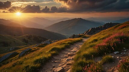 sunset in the mountains