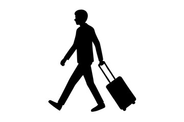 silhouette of a person with a suitcase