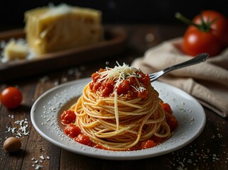 pasta with tomato sauce and basil