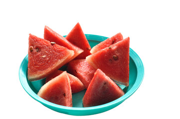Peeled and cut watermelon served ready to eat