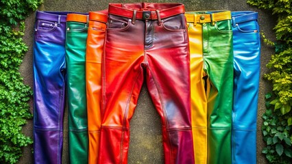 Vibrant Rainbow Leather Pants Showcasing Unique Style and Bold Fashion for Creative Wardrobe Choices