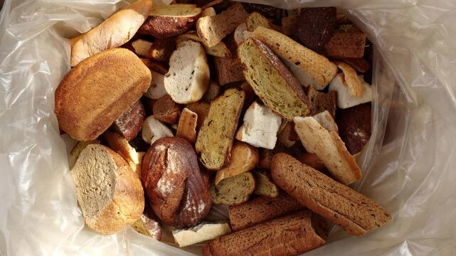 Bakery waste, stale bread, bread crumbs. Craft bakeries and restaurants bread waste