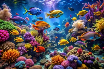 Vibrant Underwater Scenes in an Aquarium Showcasing Diverse Marine Life and Beautiful Fish Species