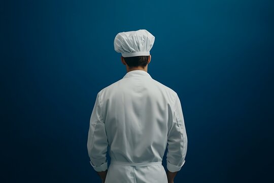 Chef in White Uniform Facing Away from the Camera
