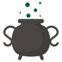 Halloween cauldron flat icon isolated on a white background.