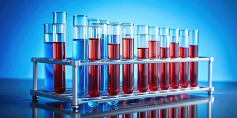 Laboratory blood samples in test tubes on blue rack, Laboratory, blood, samples, test tubes, blue rack, medical