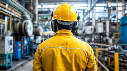 Industrial Worker in a Yellow Uniform