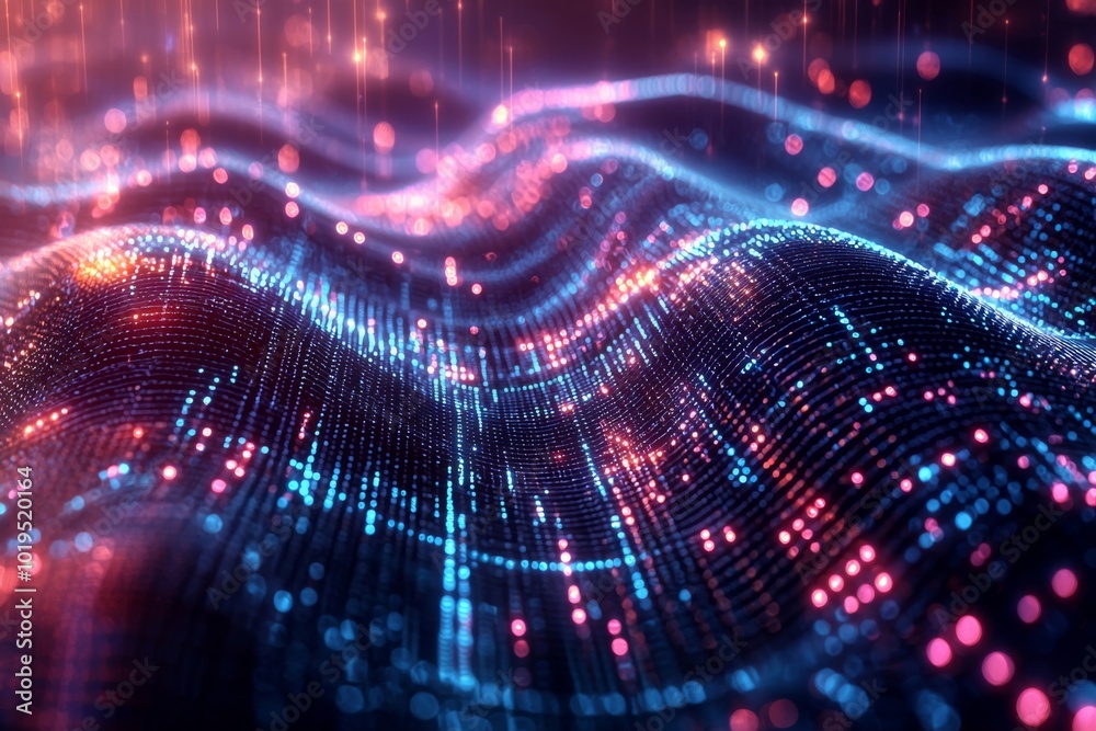 Wall mural digital technology background of data and network