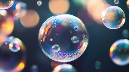 Naklejka premium Rainbow Bubbles in Motion