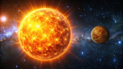 Obraz premium Visual Comparison of Our Sun with Other Stars in the Universe Showcasing Size and Brightness Differences