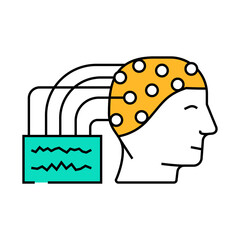 eeg monitoring neuroscience neurology line icon vector. eeg monitoring neuroscience neurology sign. isolated symbol illustration
