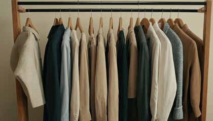 Clothes are hanging on hangers in the closet 7