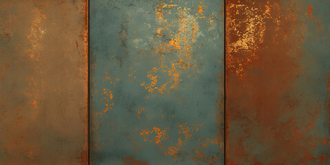 Oxidised copper bronze metals background, texture surface worn vintage style wallpaper, weathered surfaces  