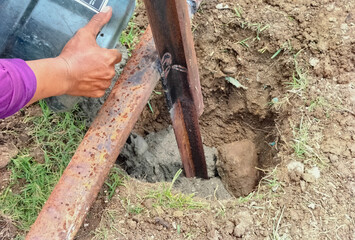 Obraz premium Cast iron with some rust due to corrosion. Selective focus. 