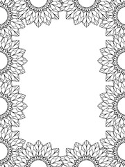 All these designs are hand-drawn and unique 
Flower Border Beautiful black and white illustration for adult coloring book,
This is a printable Beautiful Zentangle Coloring page for KDP Interior, POD p