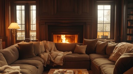 Cozy Living Room with Fireplace and Natural Light