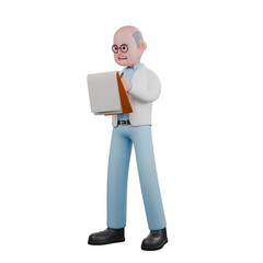 Illustration of a Professional Scientist. A male scientist stands holding a clipboard in his left hand and a pen in his right hand. 3D Male