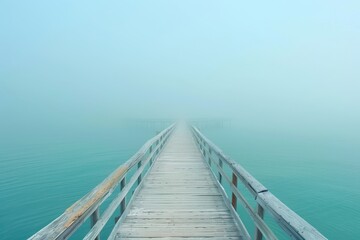 Obraz premium A foggy bridge over a body of water