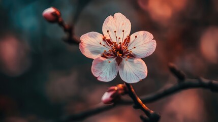 Beautiful Blossom on Twig in Soft Light