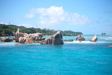 The scenery of Seychelles islands in the Indian Ocean