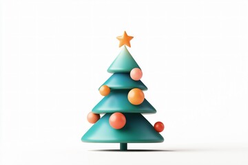 Obraz premium 3D Christmas Tree Icon with Colorful Ornaments