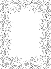 All these designs are hand-drawn and unique 
Flower Border Beautiful black and white illustration for adult coloring book,
This is a printable Beautiful Zentangle Coloring page for KDP Interior, POD p