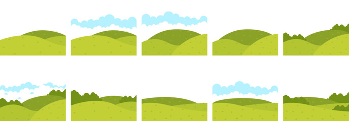 Green Field Cartoon Illustrations