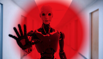 Robot Blocking the Way in the Hallway