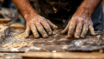 Focus on the hands of people performing their jobs, from artisans to office workers, telling a story through their work