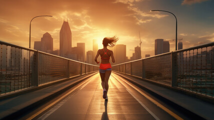 Fototapeta premium young man runner start running on road