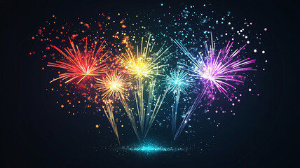 Naklejka premium Colorful fireworks display lighting up the night sky during a festive celebration