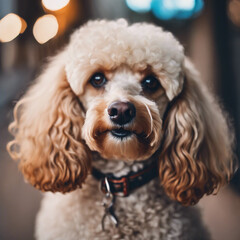 Realistic Poodle Dog Closeup View