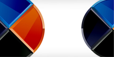 Abstract background - circles and round triangles with 3d effect. Vector Illustration For Wallpaper, Banner, Background, Card, Book Illustration, landing page