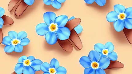 Obraz premium Watercolor Minimalist Forget-Me-Nots Floral Art