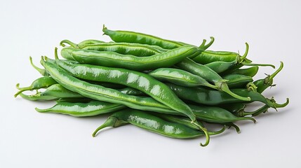 Fototapeta premium Fresh green bean isolated on a clean white background crisp and vibrant