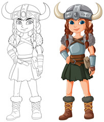 Viking Warrior Girl Illustration