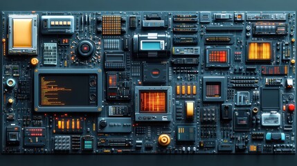 Obraz premium A detailed collage of electronic components and devices.