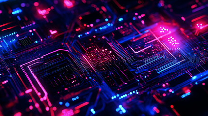 Fototapeta premium Neon Currents in Abstract Waves