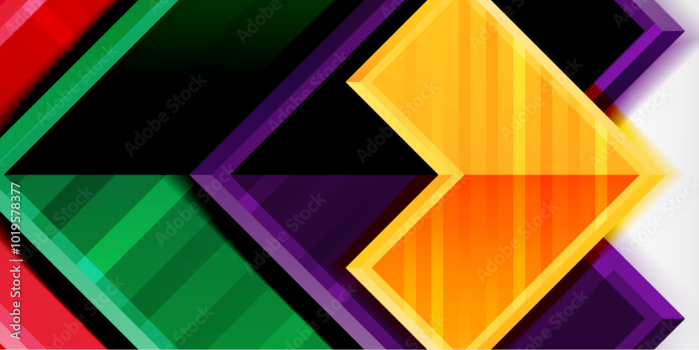 Poster Arrow symbols created with 3d effects and line texture geometric abstract background