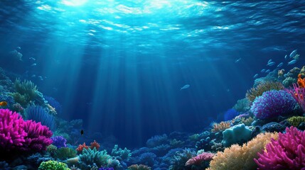 Fototapeta premium Vibrant Underwater Scene with Colorful Coral Reefs