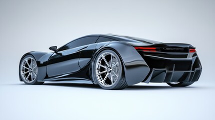 Fototapeta premium Sleek Black Sports Car on Minimalist Background